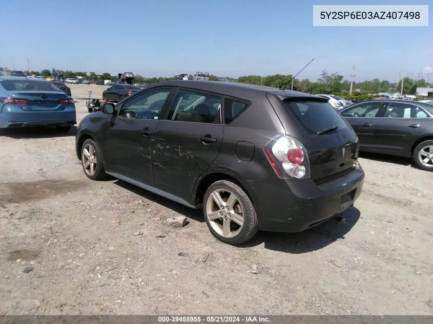 2010 Pontiac Vibe VIN: 5Y2SP6E03AZ407498 Lot: 39458955