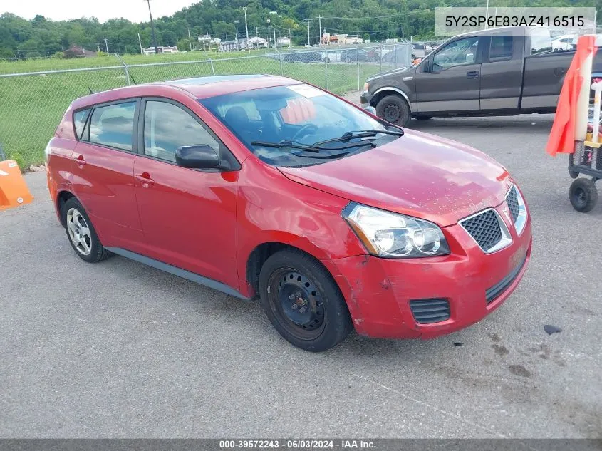 2010 Pontiac Vibe VIN: 5Y2SP6E83AZ416515 Lot: 39572243