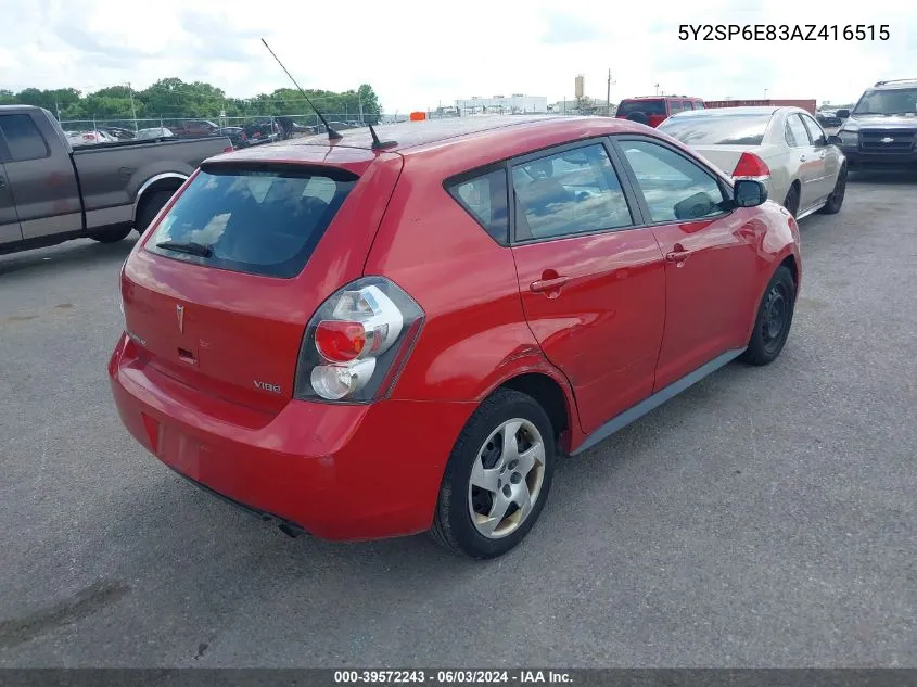 2010 Pontiac Vibe VIN: 5Y2SP6E83AZ416515 Lot: 39572243