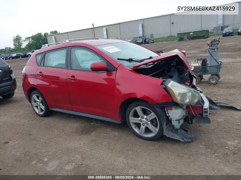 2010 Pontiac Vibe VIN: 5Y2SM6E0XAZ415929 Lot: 39585385