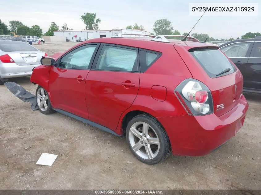 2010 Pontiac Vibe VIN: 5Y2SM6E0XAZ415929 Lot: 39585385