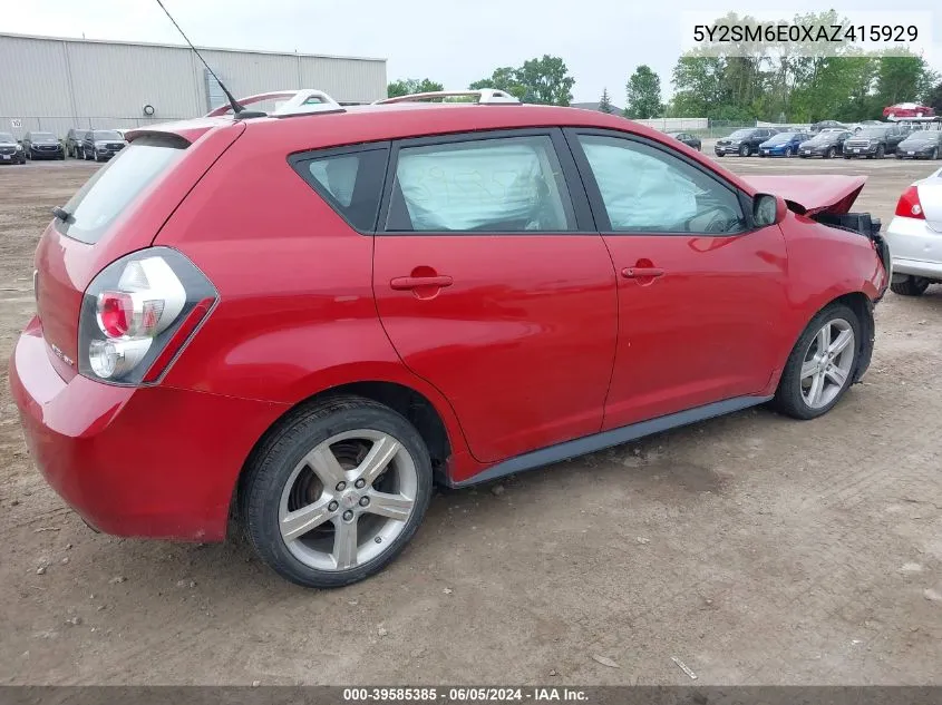 2010 Pontiac Vibe VIN: 5Y2SM6E0XAZ415929 Lot: 39585385