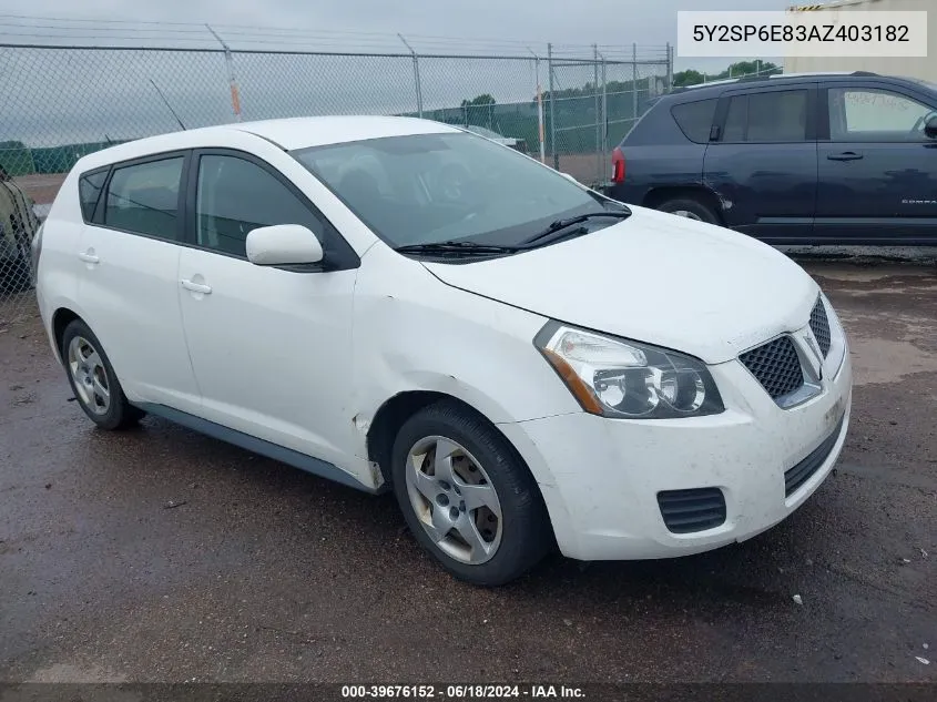 2010 Pontiac Vibe VIN: 5Y2SP6E83AZ403182 Lot: 39676152