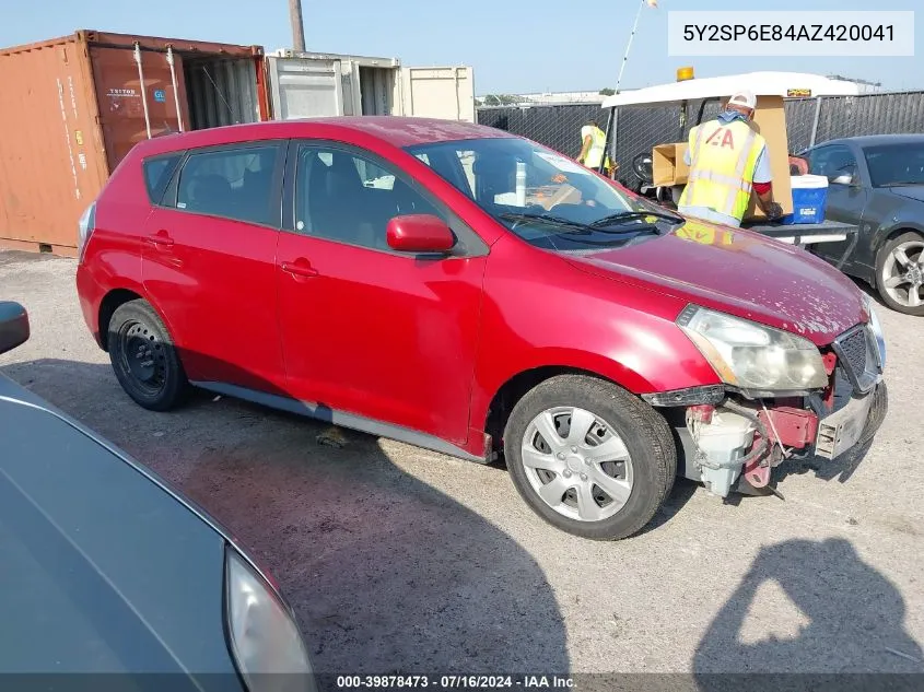 2010 Pontiac Vibe VIN: 5Y2SP6E84AZ420041 Lot: 39878473