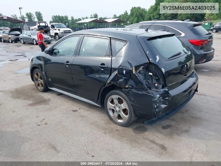 2010 Pontiac Vibe VIN: 5Y2SM6E05AZ403025 Lot: 39924417