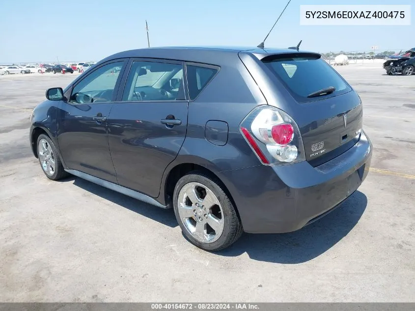 2010 Pontiac Vibe VIN: 5Y2SM6E0XAZ400475 Lot: 40154672