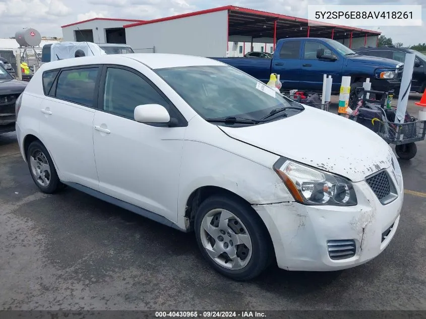 2010 Pontiac Vibe VIN: 5Y2SP6E88AV418261 Lot: 40430965