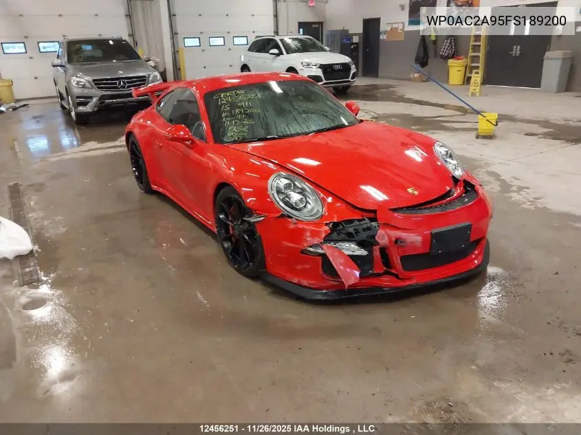 WP0AC2A95FS189200 2015 Porsche 911 Gt3