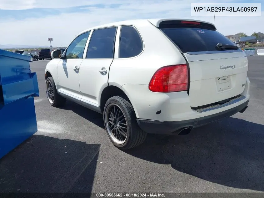 2003 Porsche Cayenne S VIN: WP1AB29P43LA60987 Lot: 39555662