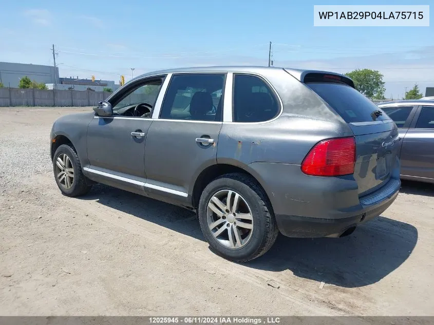 2004 Porsche Cayenne S VIN: WP1AB29P04LA75715 Lot: 12025945