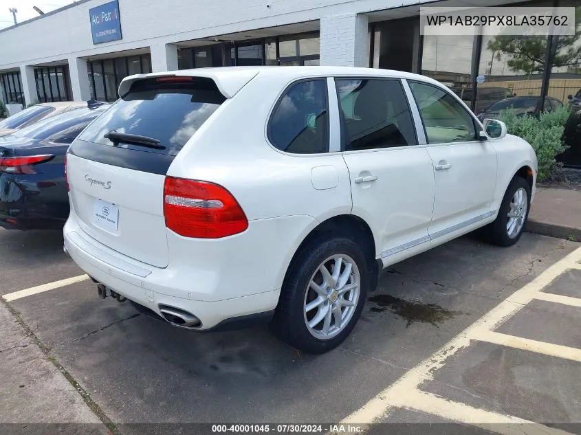 2008 Porsche Cayenne S VIN: WP1AB29PX8LA35762 Lot: 40001045