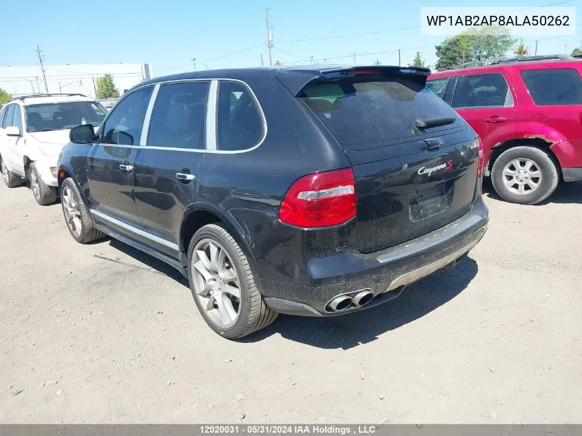 2010 Porsche Cayenne VIN: WP1AB2AP8ALA50262 Lot: 12020031