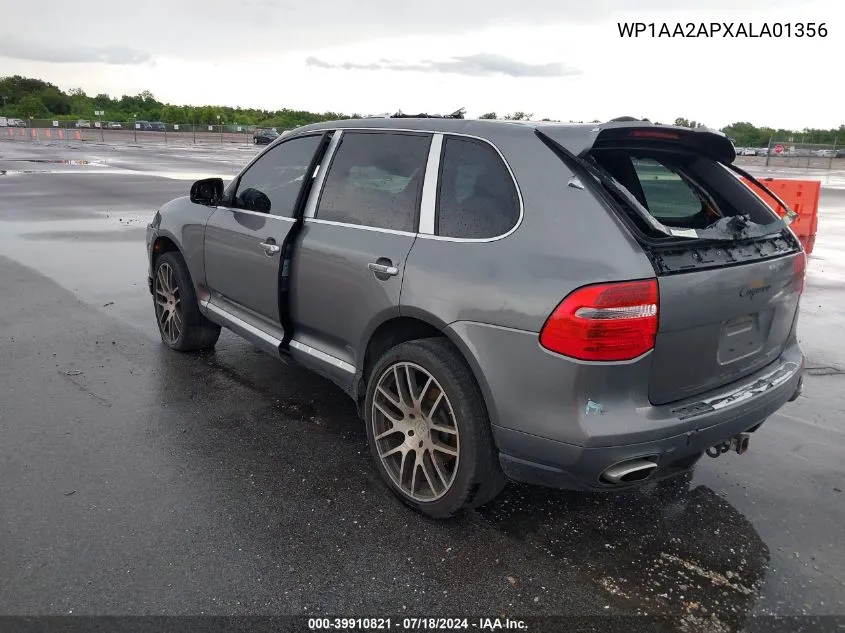 2010 Porsche Cayenne VIN: WP1AA2APXALA01356 Lot: 39910821