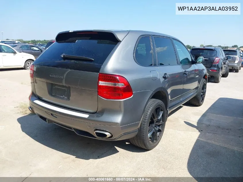 2010 Porsche Cayenne VIN: WP1AA2AP3ALA03952 Lot: 40061660