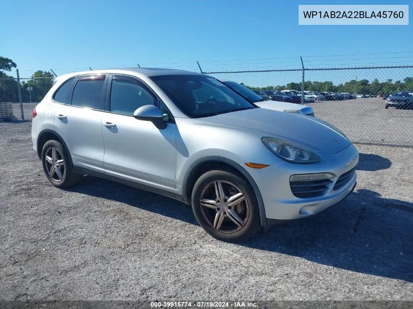 2011 Porsche Cayenne S VIN: WP1AB2A22BLA45760 Lot: 39915774