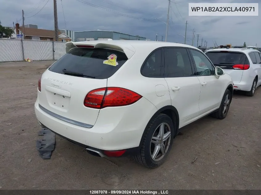 2012 Porsche Cayenne VIN: WP1AB2A2XCLA40971 Lot: 12087078