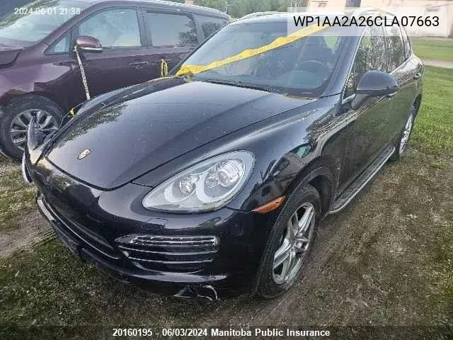 2012 Porsche Cayenne V6 VIN: WP1AA2A26CLA07663 Lot: 20160195