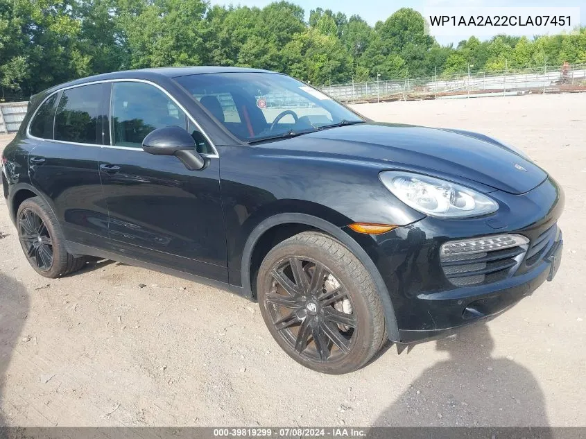 2012 Porsche Cayenne VIN: WP1AA2A22CLA07451 Lot: 39819299