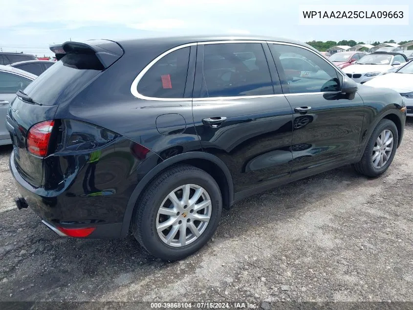 2012 Porsche Cayenne VIN: WP1AA2A25CLA09663 Lot: 39868104