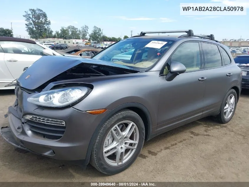 2012 Porsche Cayenne S VIN: WP1AB2A28CLA50978 Lot: 39949640