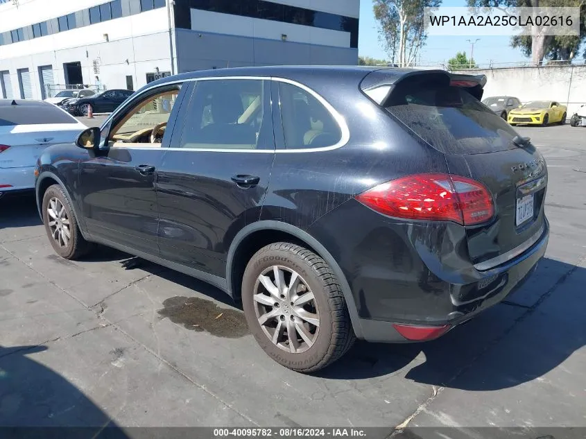 2012 Porsche Cayenne VIN: WP1AA2A25CLA02616 Lot: 40095782