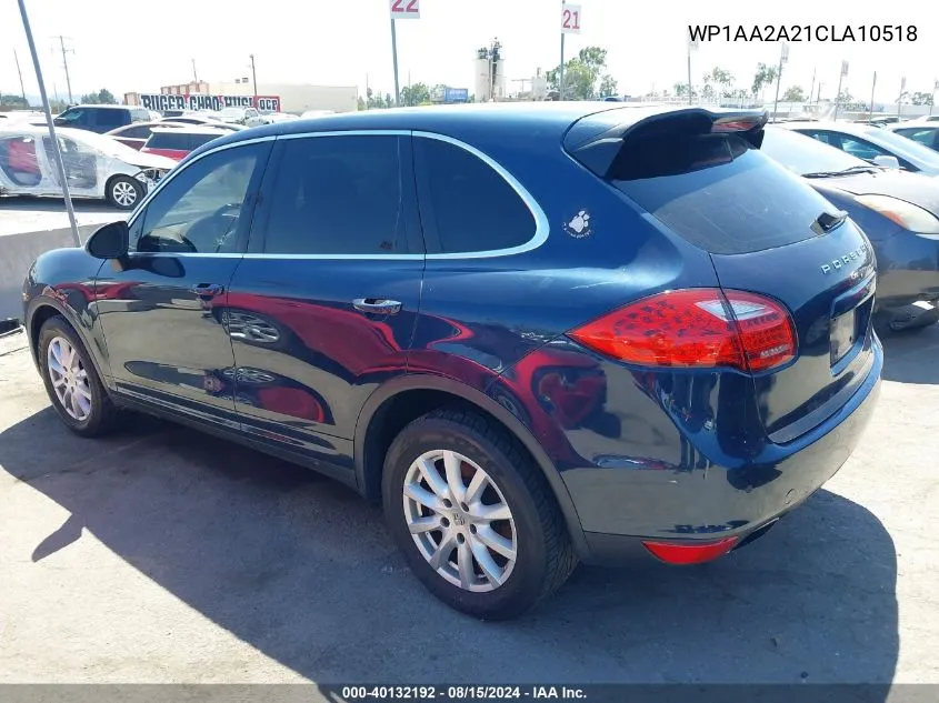 2012 Porsche Cayenne VIN: WP1AA2A21CLA10518 Lot: 40132192