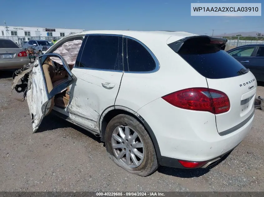 2012 Porsche Cayenne VIN: WP1AA2A2XCLA03910 Lot: 40229685