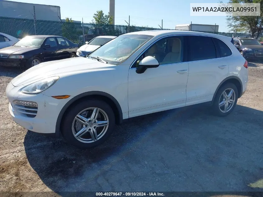 2012 Porsche Cayenne VIN: WP1AA2A2XCLA09951 Lot: 40279647