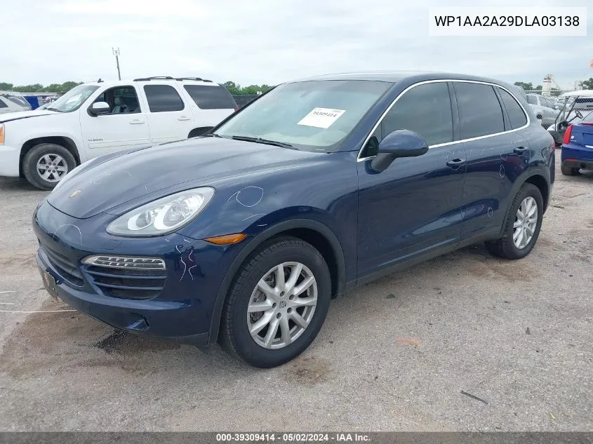 2013 Porsche Cayenne VIN: WP1AA2A29DLA03138 Lot: 39309414