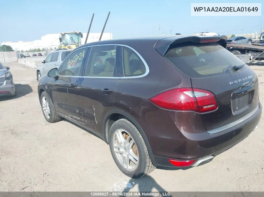 2014 Porsche Cayenne VIN: WP1AA2A20ELA01649 Lot: 12058027