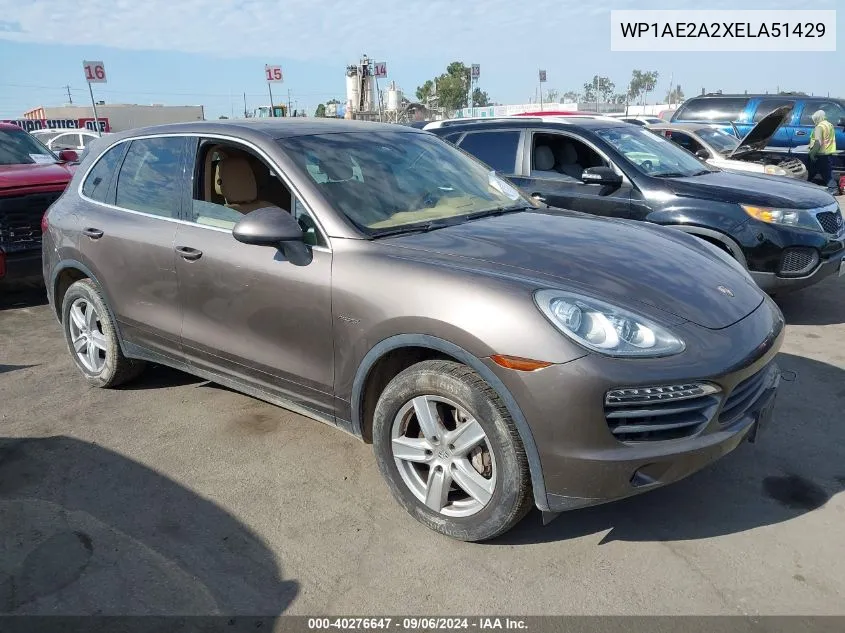 2014 Porsche Cayenne Hybrid S VIN: WP1AE2A2XELA51429 Lot: 40276647