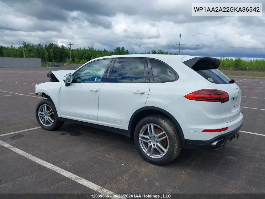 2016 Porsche Cayenne VIN: WP1AA2A22GKA36542 Lot: 12039566