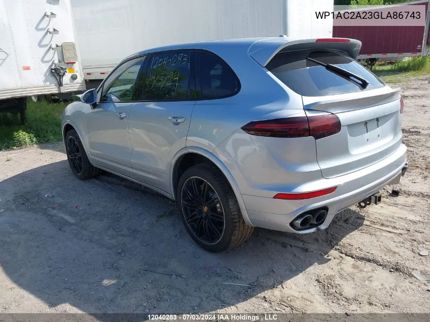 2016 Porsche Cayenne Turbo VIN: WP1AC2A23GLA86743 Lot: 12040283