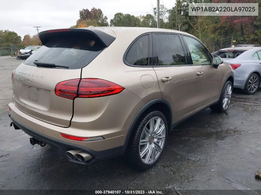 2016 Porsche Cayenne S VIN: WP1AB2A22GLA97025 Lot: 37940107