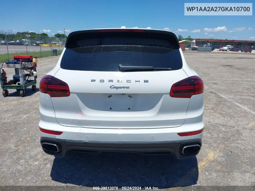 2016 Porsche Cayenne VIN: WP1AA2A27GKA10700 Lot: 39513076