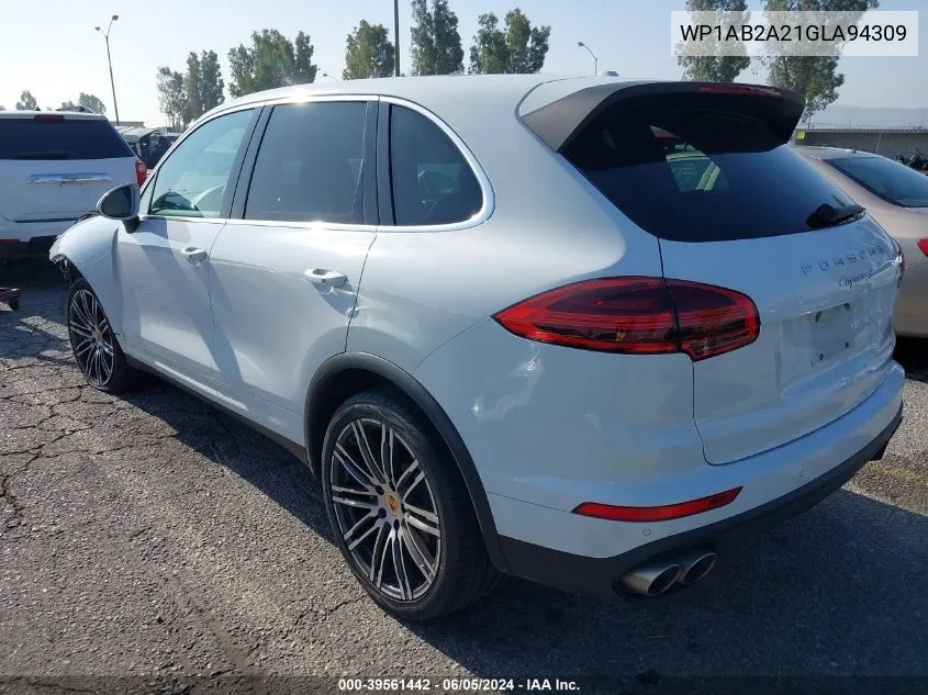 2016 Porsche Cayenne S VIN: WP1AB2A21GLA94309 Lot: 39561442