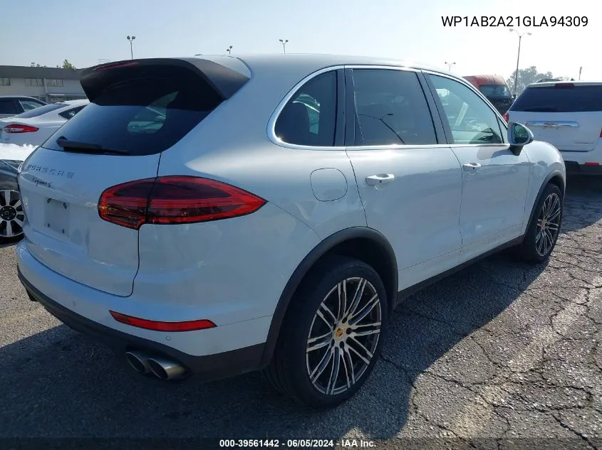 2016 Porsche Cayenne S VIN: WP1AB2A21GLA94309 Lot: 39561442