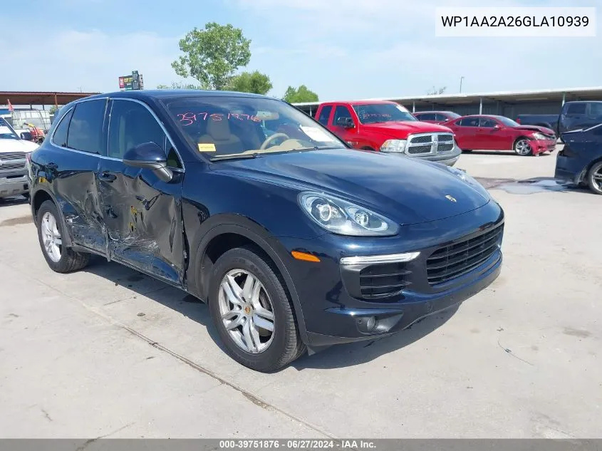 2016 Porsche Cayenne VIN: WP1AA2A26GLA10939 Lot: 39751876