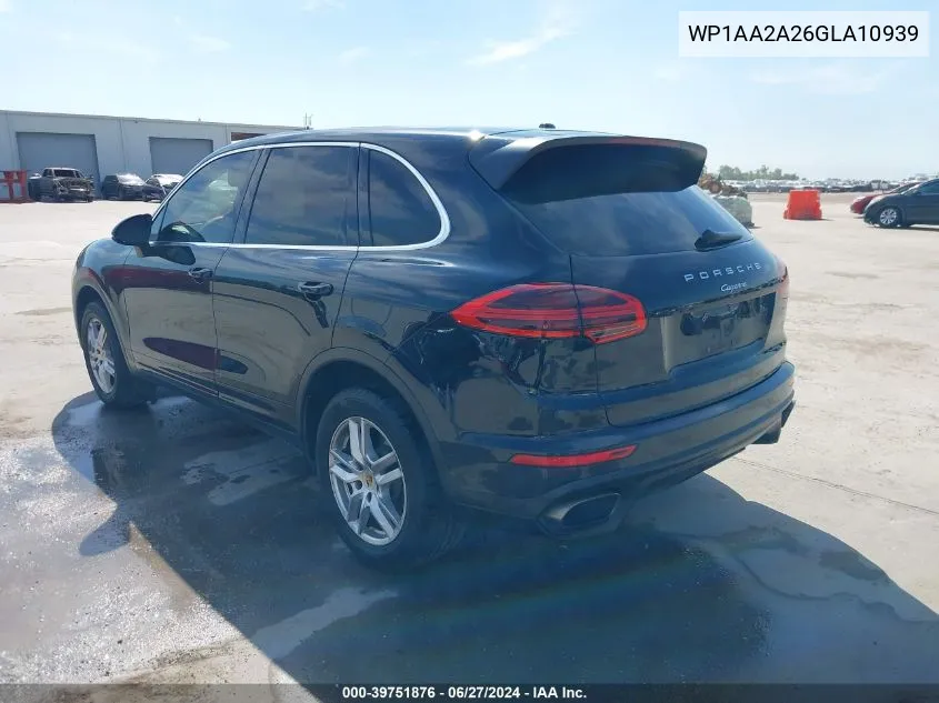 2016 Porsche Cayenne VIN: WP1AA2A26GLA10939 Lot: 39751876