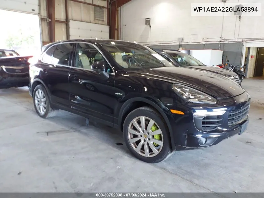 2016 Porsche Cayenne E-Hybrid S VIN: WP1AE2A22GLA58894 Lot: 39752038