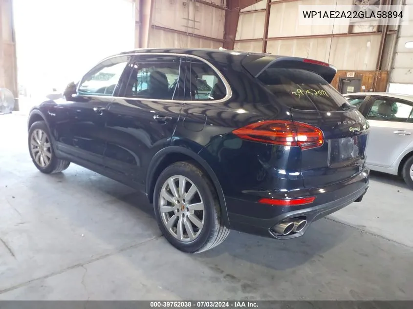 2016 Porsche Cayenne E-Hybrid S VIN: WP1AE2A22GLA58894 Lot: 39752038