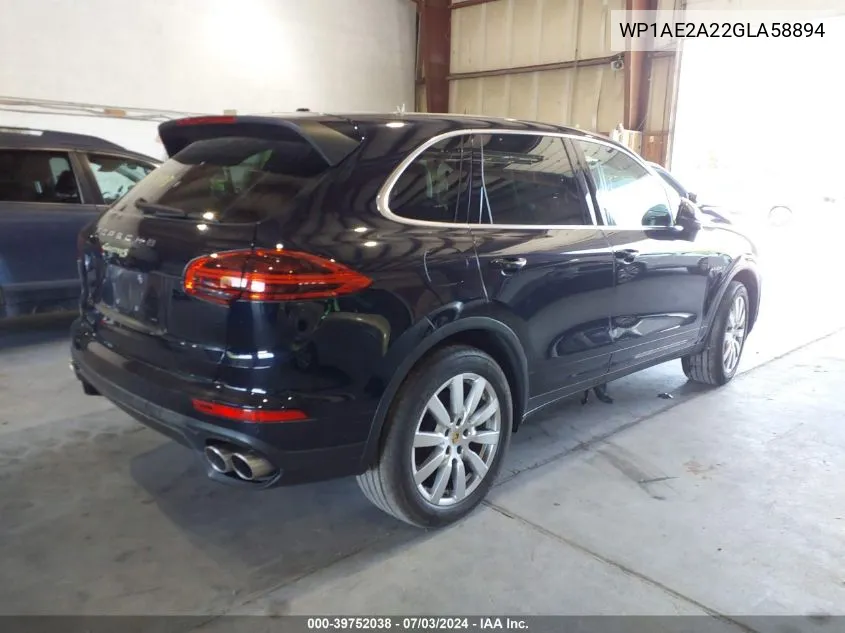 2016 Porsche Cayenne E-Hybrid S VIN: WP1AE2A22GLA58894 Lot: 39752038