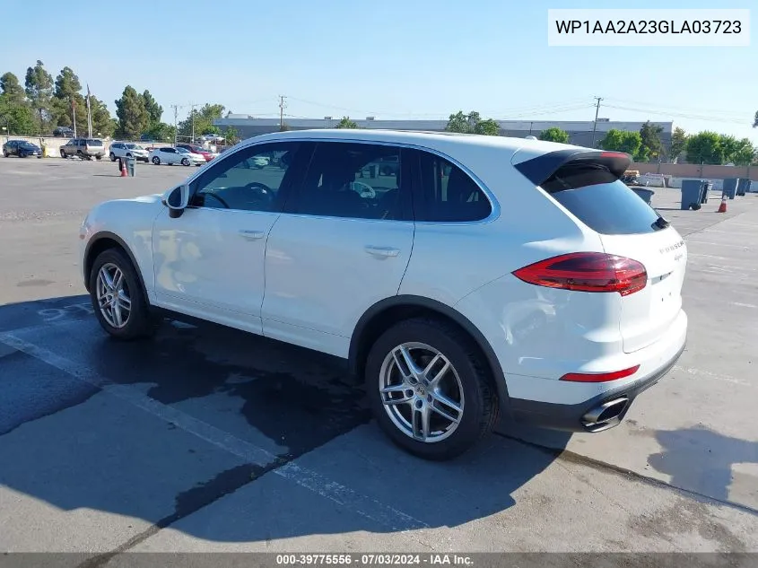 2016 Porsche Cayenne VIN: WP1AA2A23GLA03723 Lot: 39775556