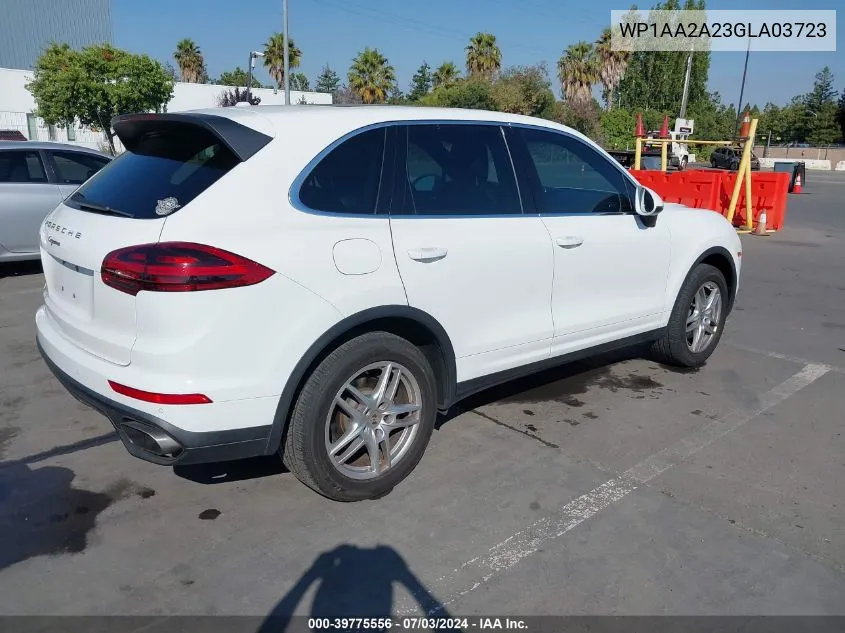 2016 Porsche Cayenne VIN: WP1AA2A23GLA03723 Lot: 39775556