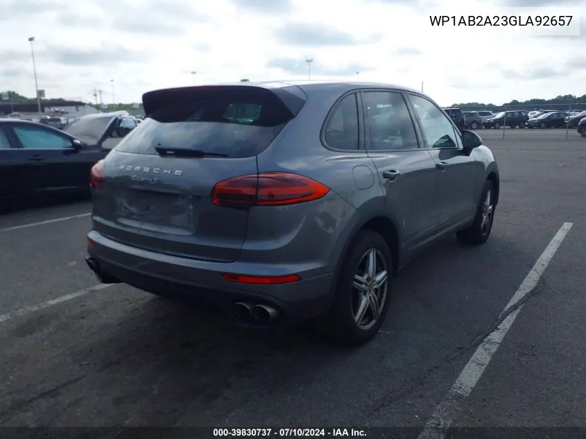 2016 Porsche Cayenne S VIN: WP1AB2A23GLA92657 Lot: 39830737