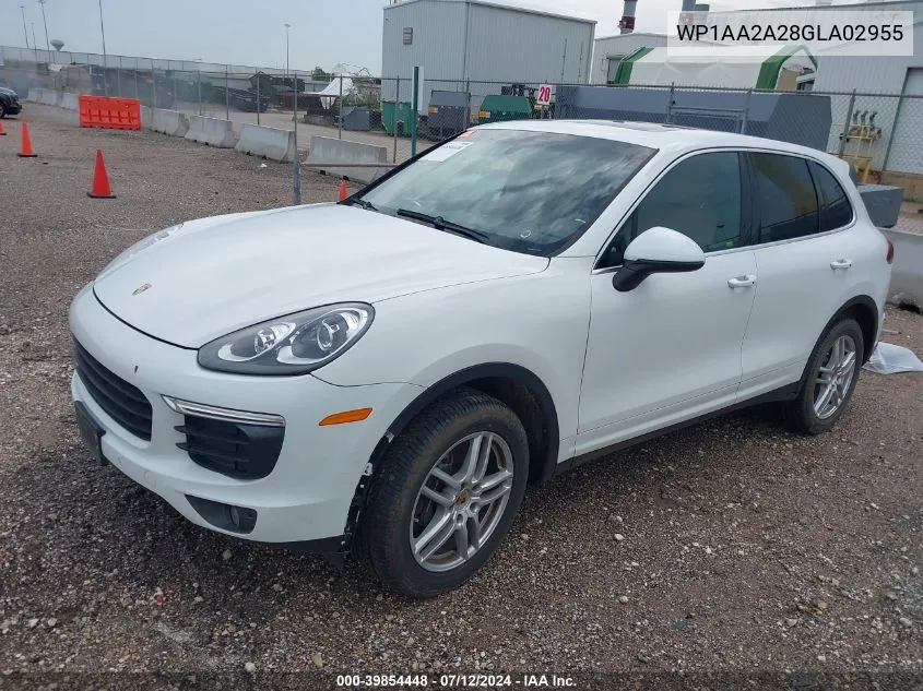 2016 Porsche Cayenne VIN: WP1AA2A28GLA02955 Lot: 39854448