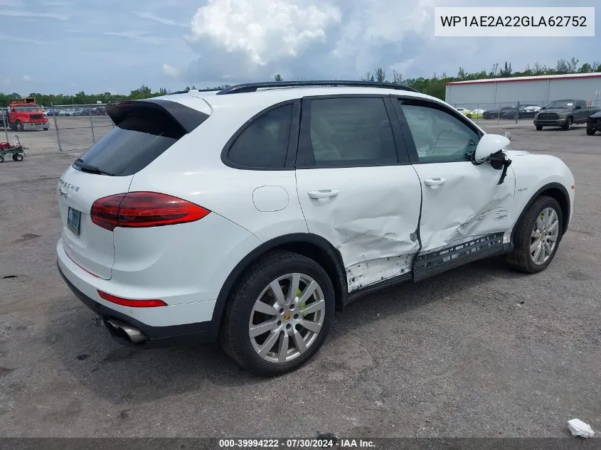 2016 Porsche Cayenne E-Hybrid S VIN: WP1AE2A22GLA62752 Lot: 39994222