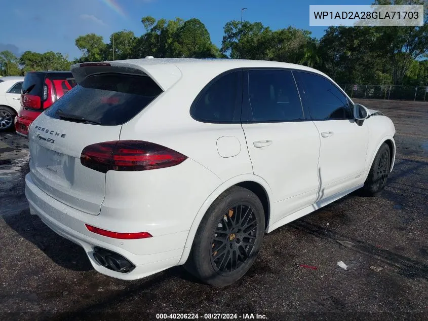 2016 Porsche Cayenne Gts VIN: WP1AD2A28GLA71703 Lot: 40206224