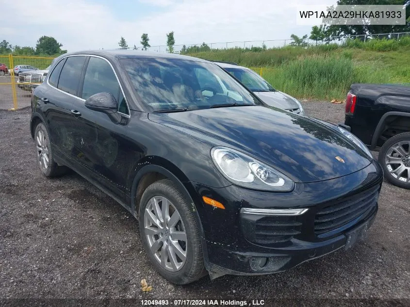 2017 Porsche Cayenne VIN: WP1AA2A29HKA81933 Lot: 12049493