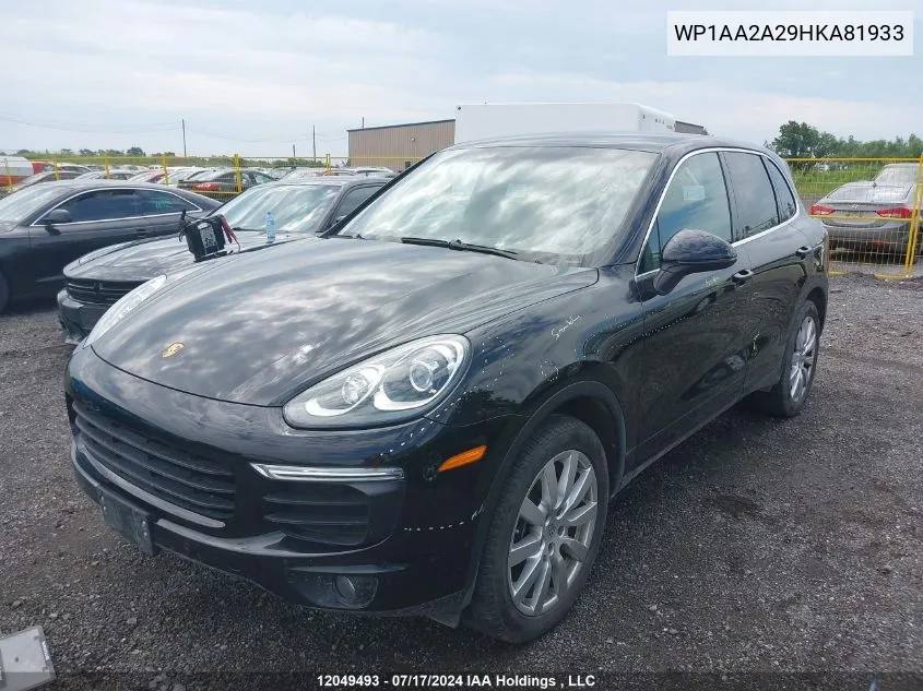 2017 Porsche Cayenne VIN: WP1AA2A29HKA81933 Lot: 12049493